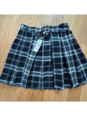 Lychee Women's Medium Plaid Edgy Overlay Woven Skirt